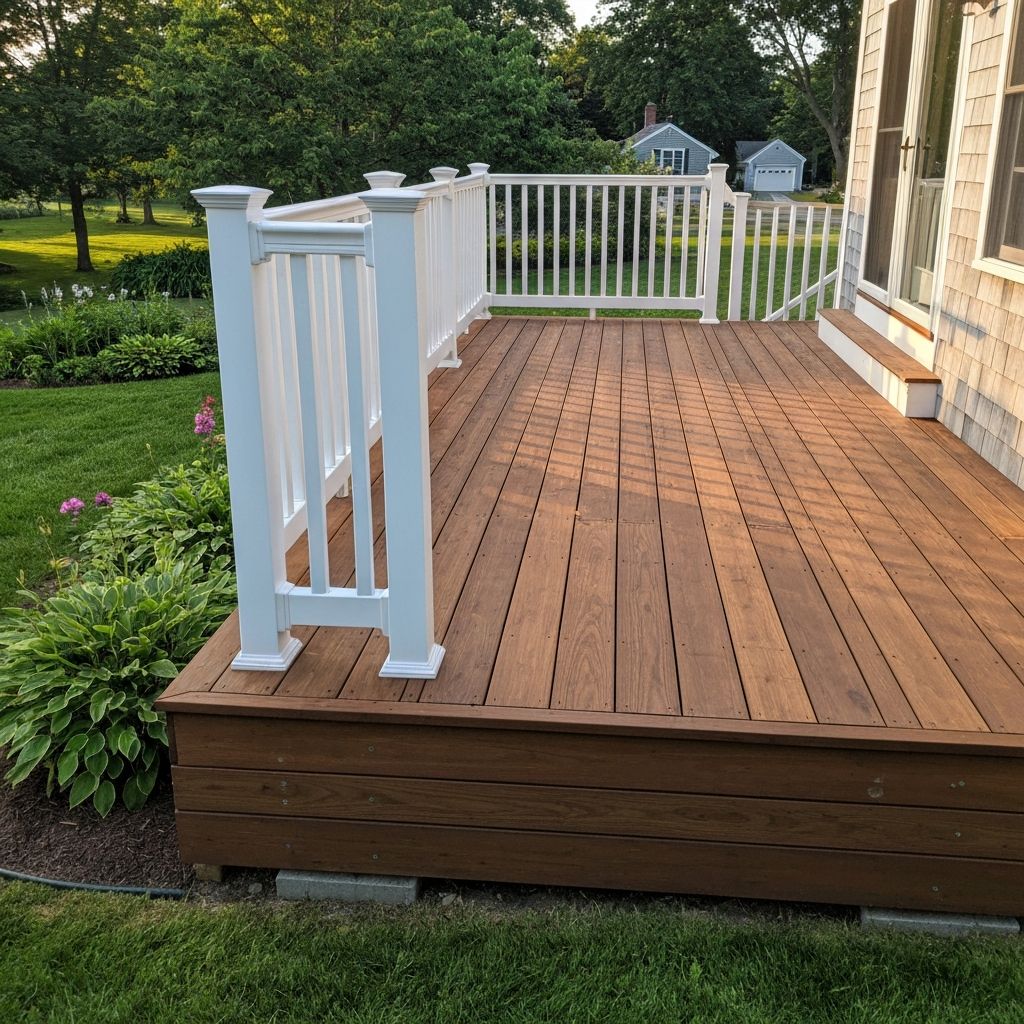 Newly built deck, on the back of a house