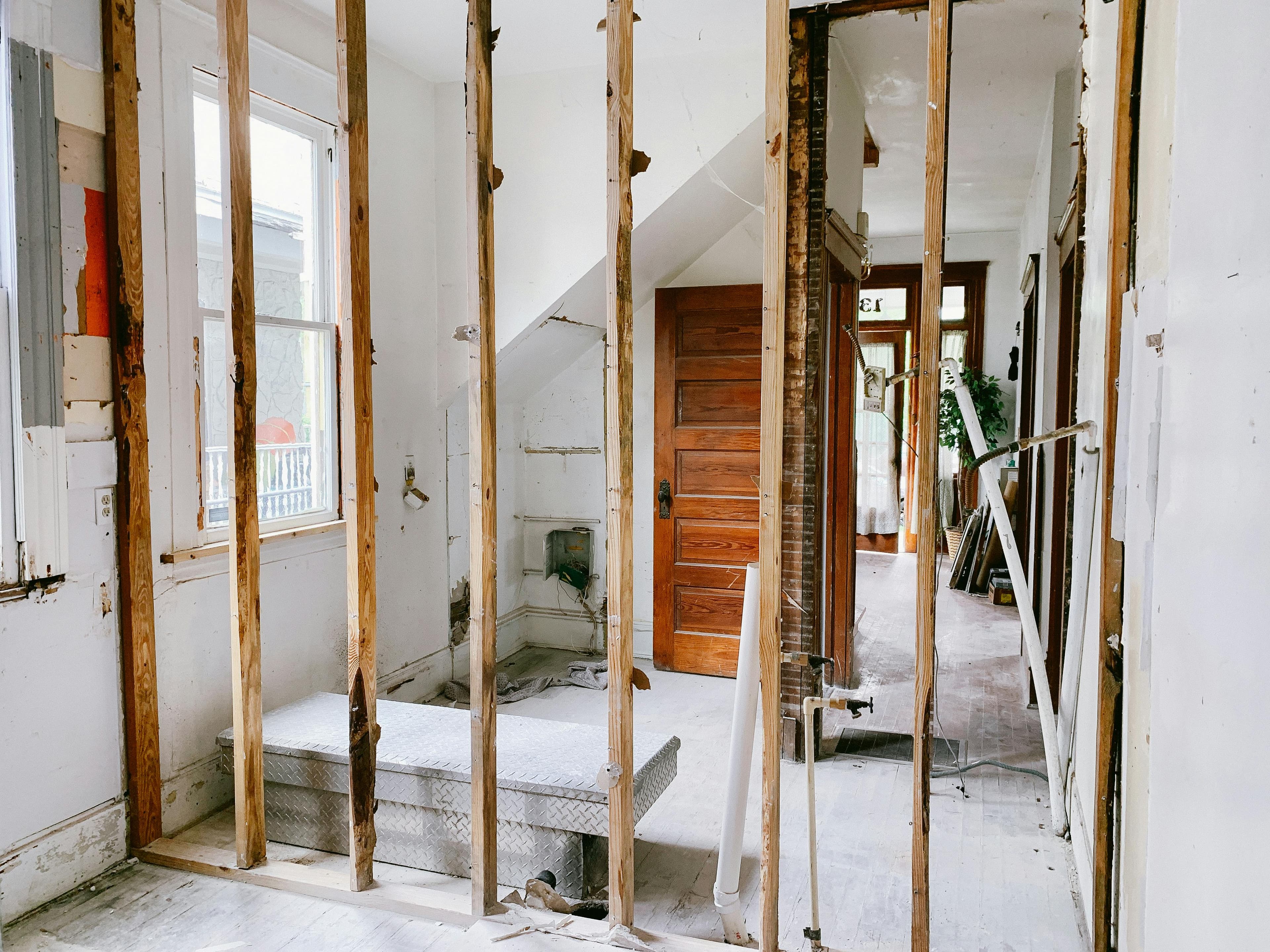 bathroom wall getting framed